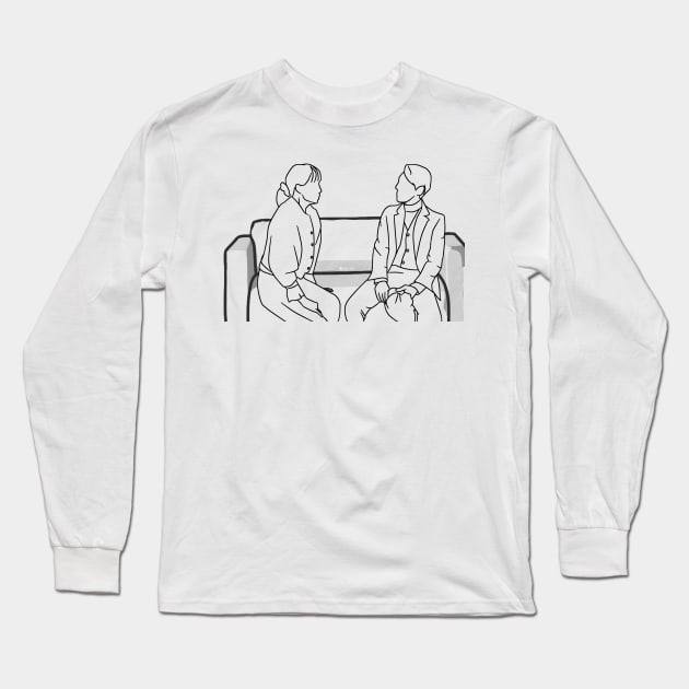 Crash course in romance line art Long Sleeve T-Shirt by kart-box